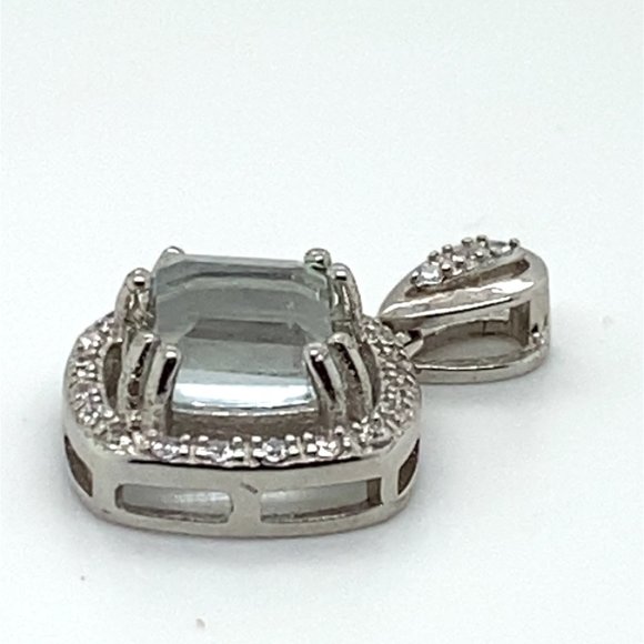 Aquamarine 1.50ct White Gold Solid Silver Pendant - Picture 5 of 7